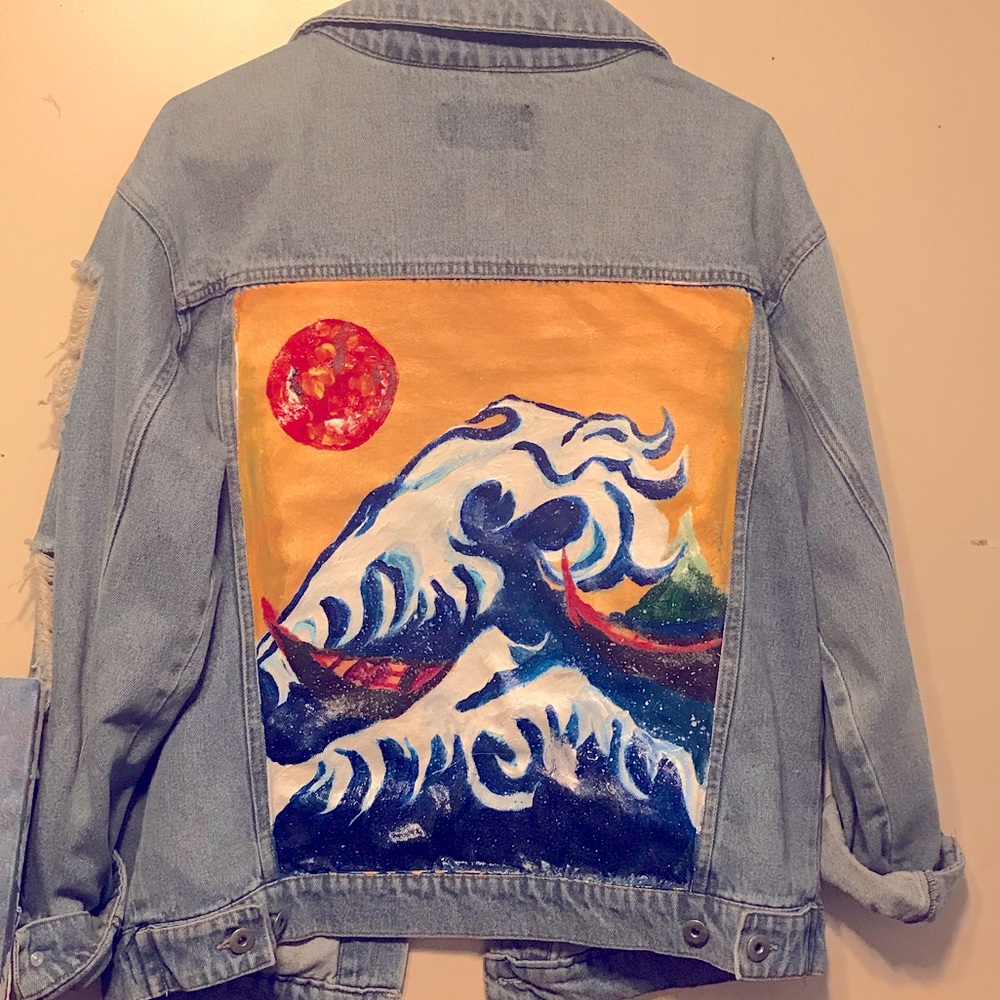 Waves 🌊, hand painted denim jacket